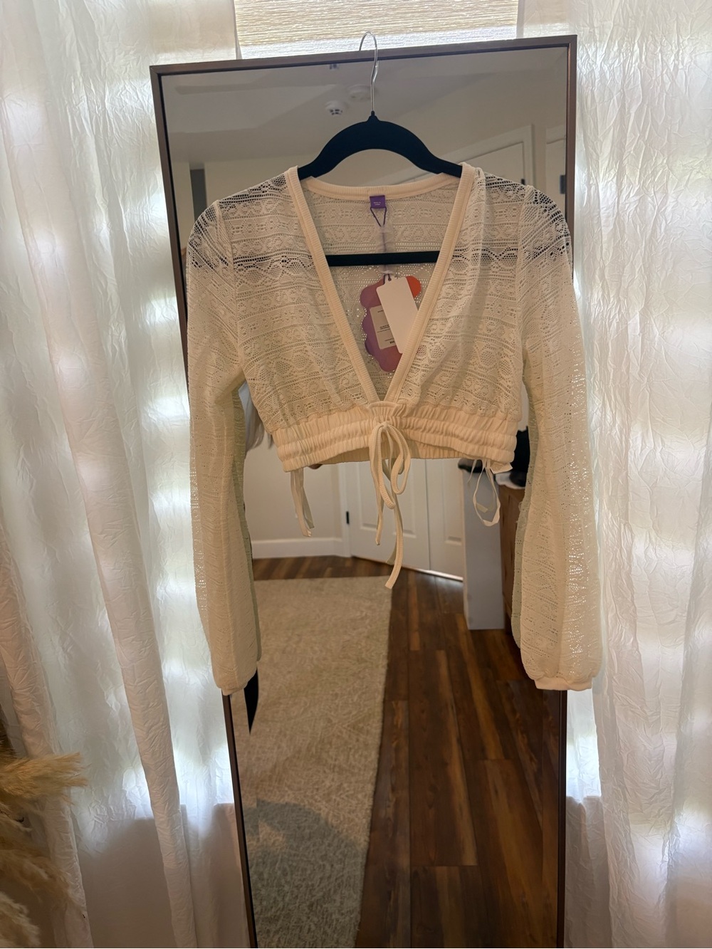 Fabletics- YITTY Knit Tie-Front Crop Top in Cream
